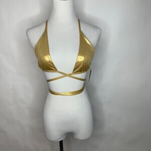 Dippin' Daisy's Gold Vibe Bikini Top Sz Large